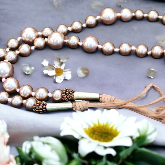 Chico's Faux Rose Gold Pearl Necklace - Picture 7 of 9